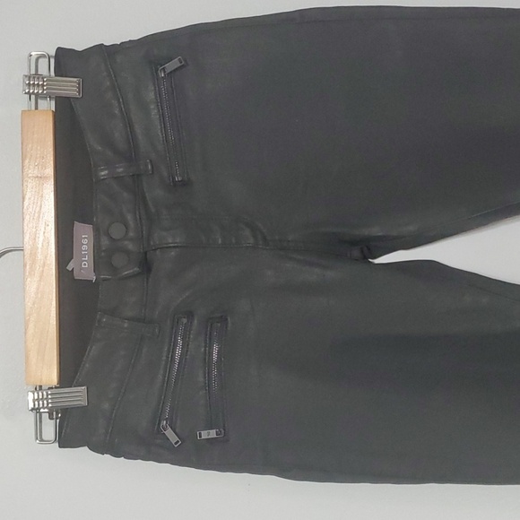 DL1961 pants womens size 27 4 black zipper accents double button cropped skinny - Picture 2 of 15